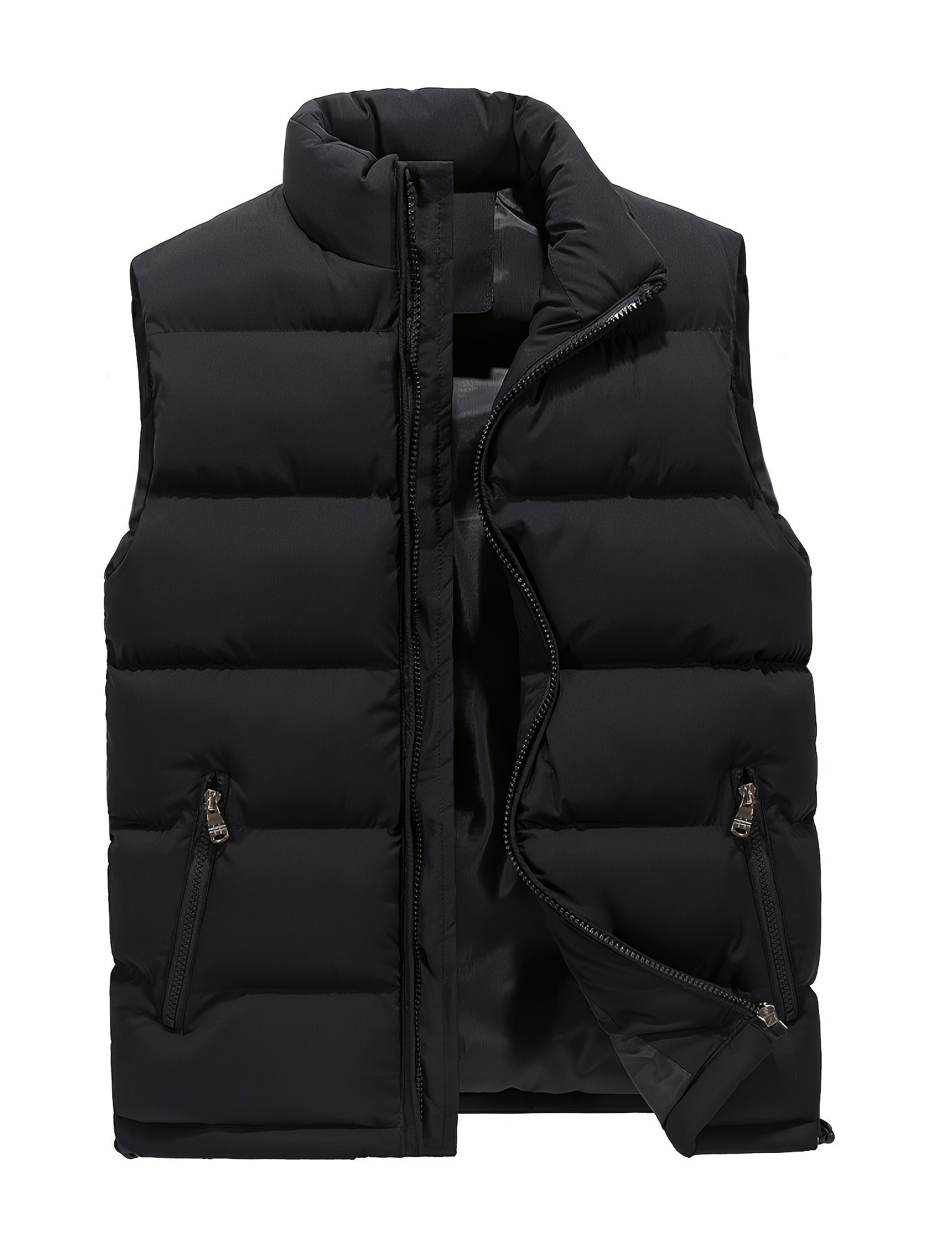 Gilet Col Montant Matelassé Zippé Poches Pour Homme