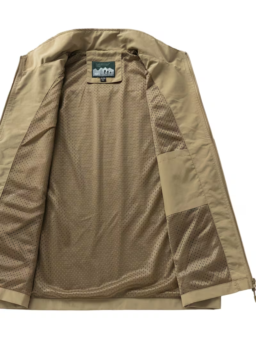 Gilet Zippé Poches Multiples Col Montant Sans Manches Pour Homme