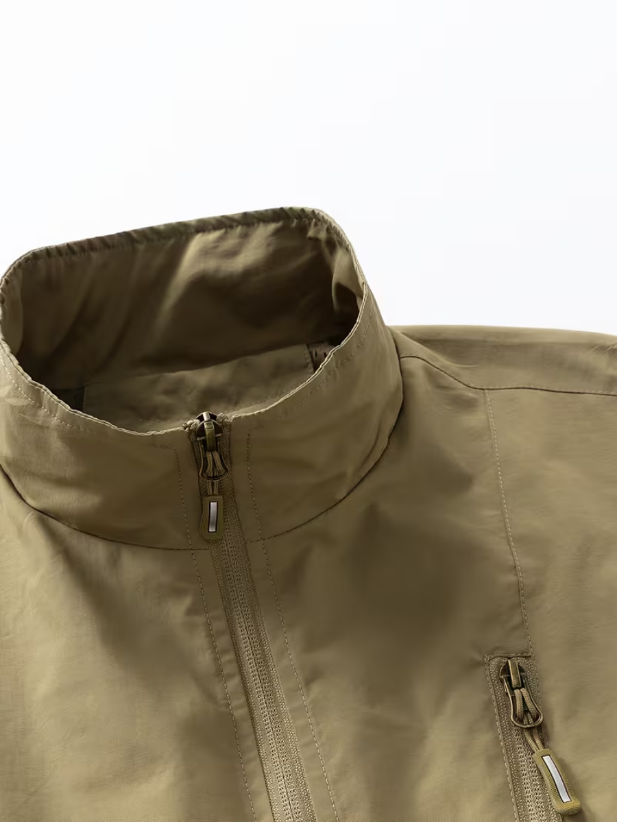 Gilet Zippé Poches Multiples Col Montant Sans Manches Pour Homme