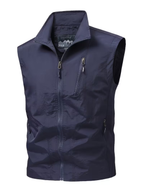 Gilet Zippé Poches Multiples Col Montant Sans Manches Pour Homme