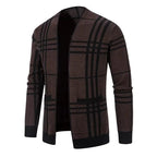 Homme Cardigan Ouvert Carreaux