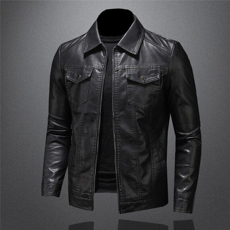 Veste Aspect Cuir Poche Poitrine Pour Homme