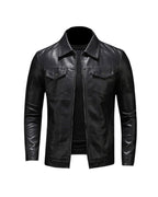 Veste Aspect Cuir Poche Poitrine Pour Homme