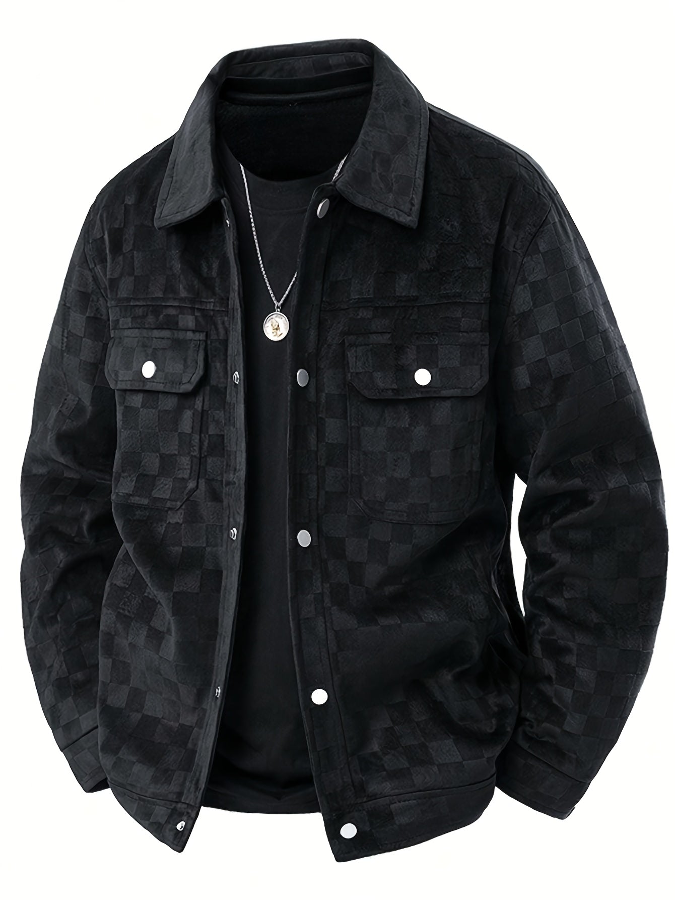 Veste Boutons Pression Poches Multiples Poche Poitrine Manches Longues Pour Homme