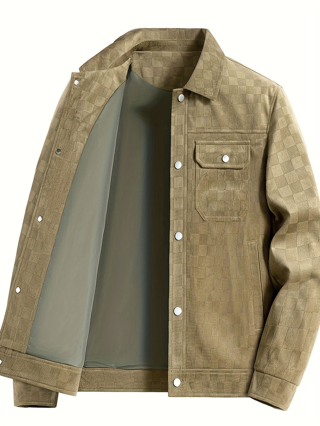 Veste Boutons Pression Poches Multiples Poche Poitrine Manches Longues Pour Homme