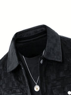 Veste Boutons Pression Poches Multiples Poche Poitrine Manches Longues Pour Homme