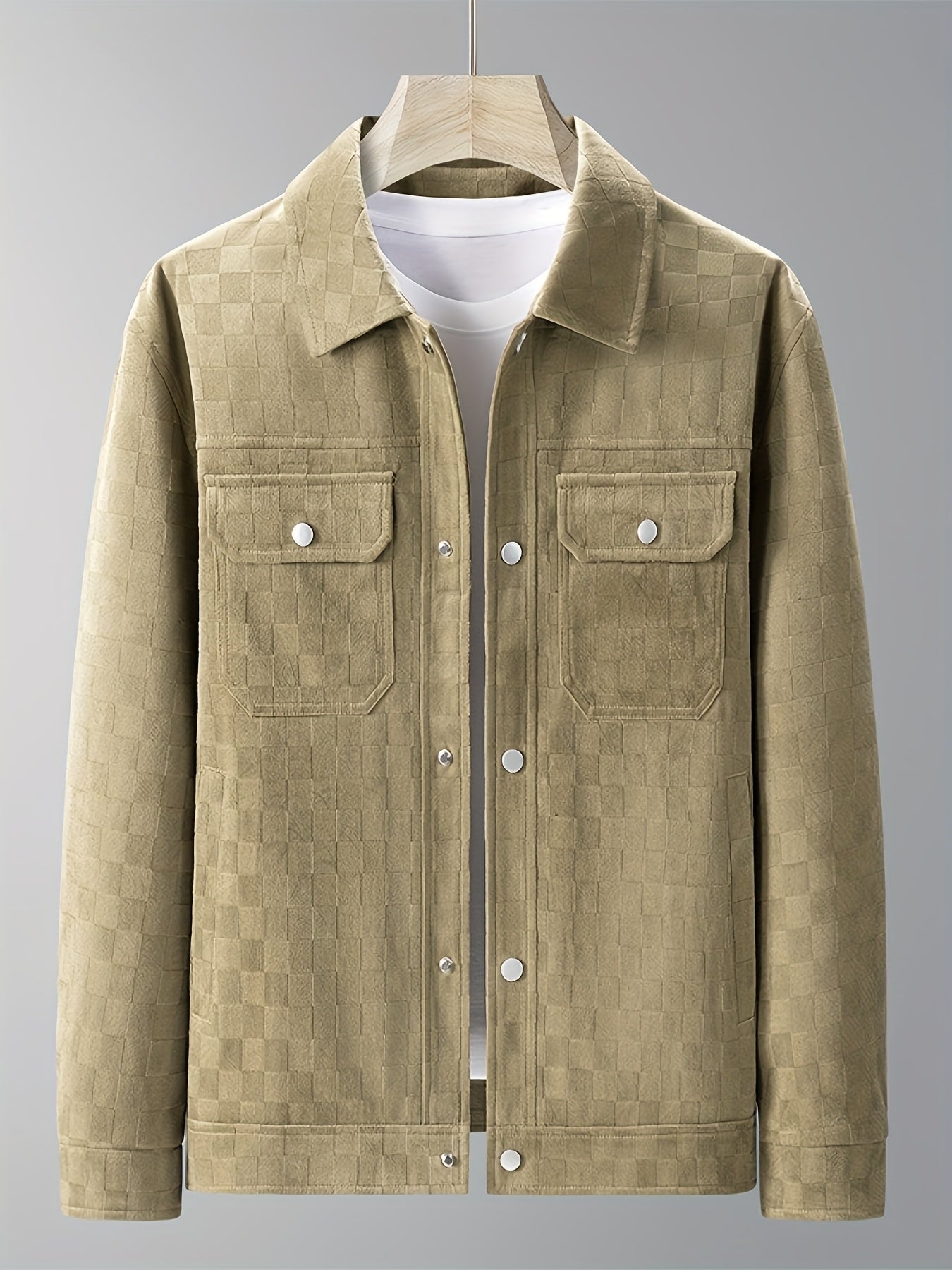 Veste Boutons Pression Poches Multiples Poche Poitrine Manches Longues Pour Homme