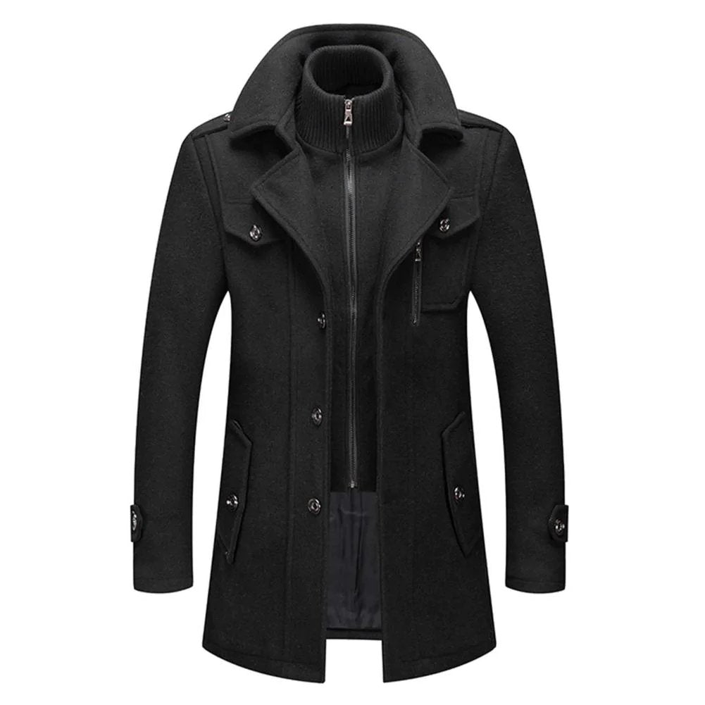 Homme Manteau Col Montant