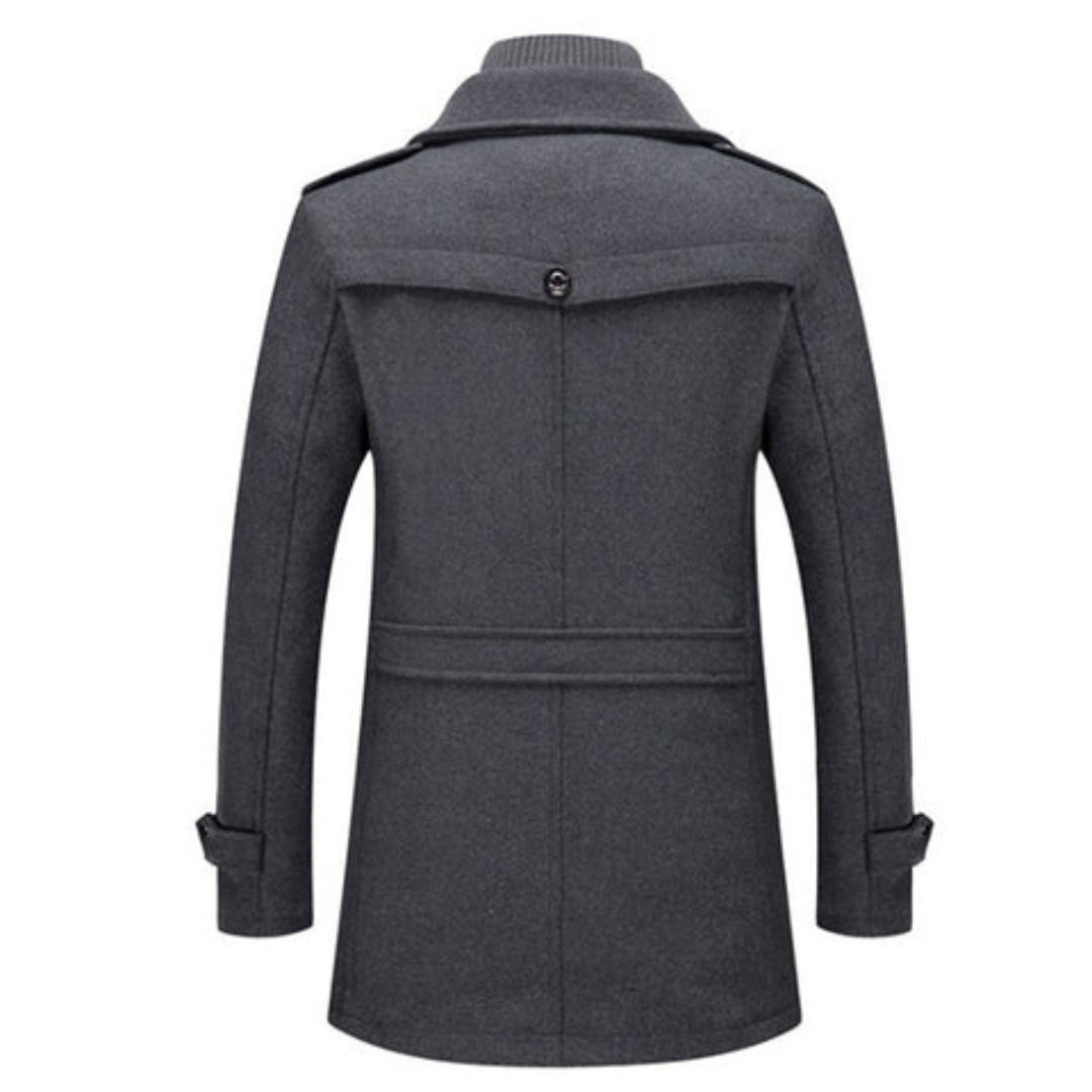 Manteau Col Montant Zippé Boutonné Pour Homme