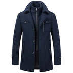 Manteau Col Montant Zippé Boutonné Pour Homme