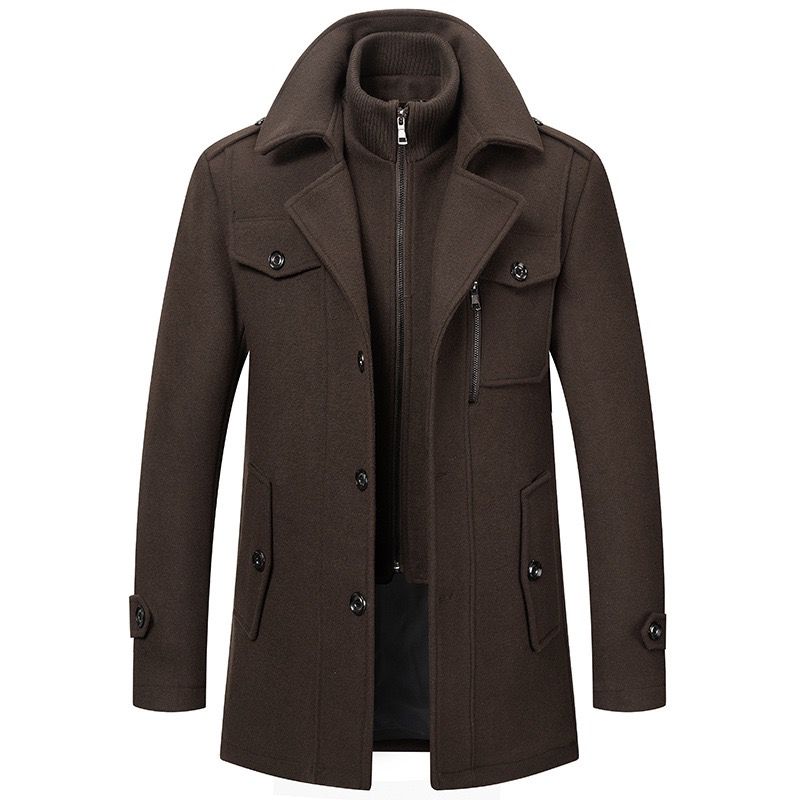 Homme Manteau Col Montant