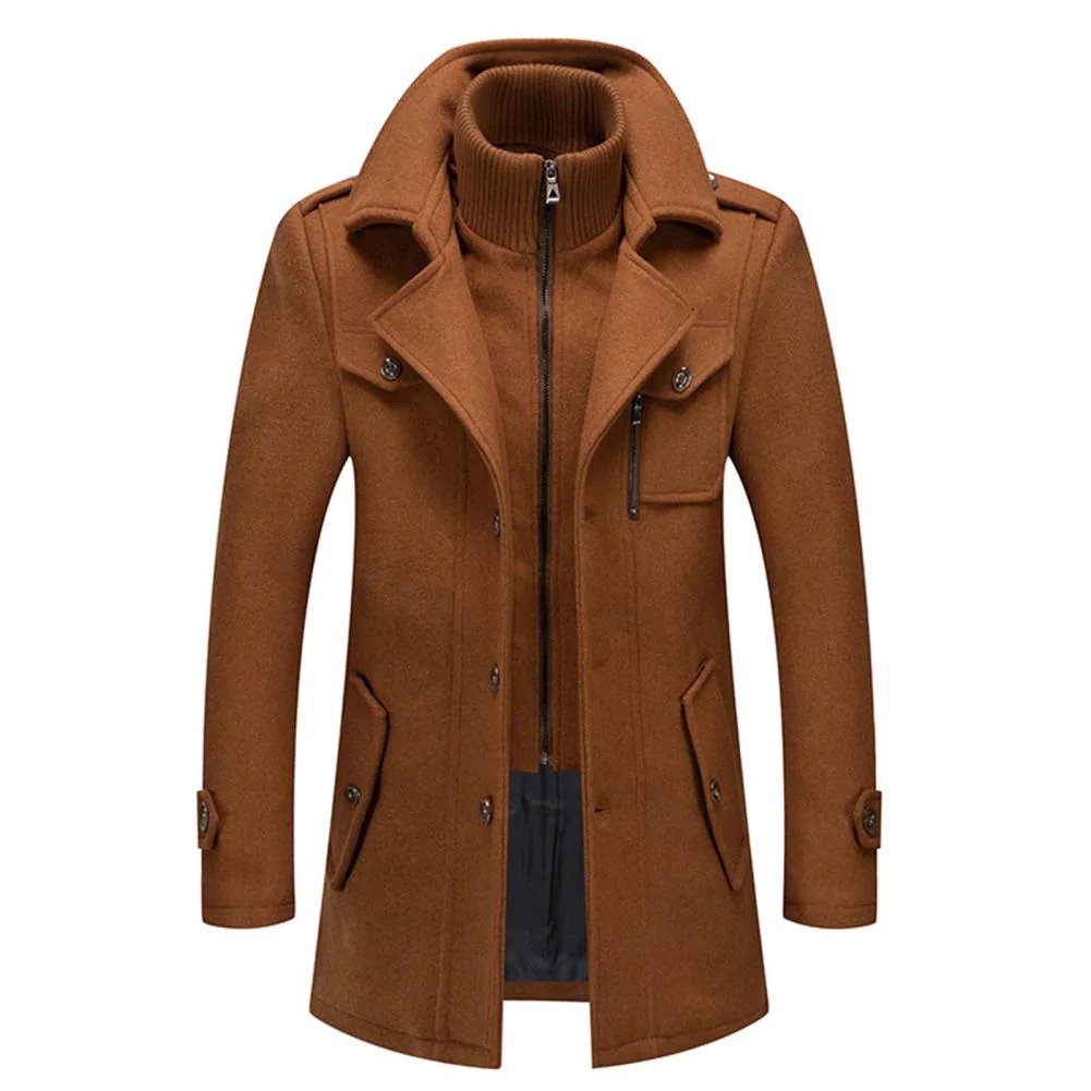 Homme Manteau Col Montant