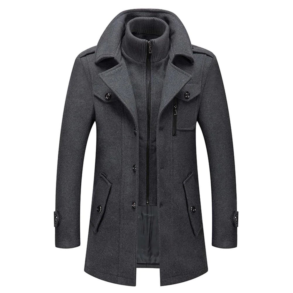Homme Manteau Col Montant
