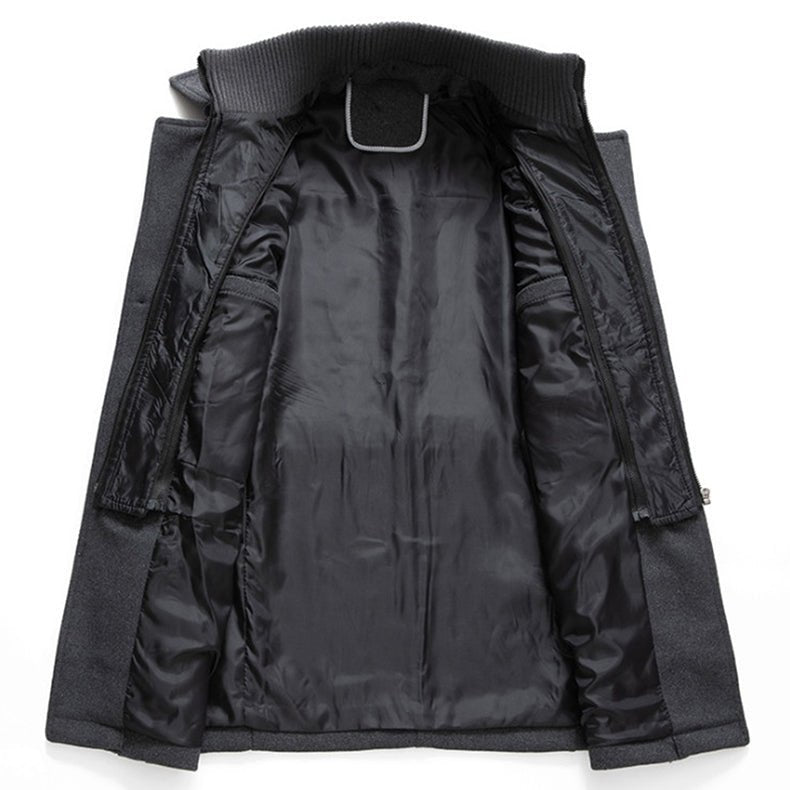 Manteau Col Montant Zippé Boutonné Pour Homme