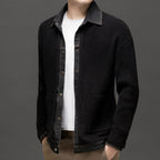 Cardigan Denim Bordures Contrastées Maille Poches Pour Homme