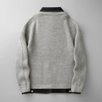 Cardigan Denim Bordures Contrastées Maille Poches Pour Homme