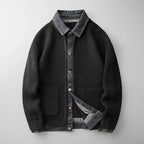 Cardigan Denim Bordures Contrastées Maille Poches Pour Homme