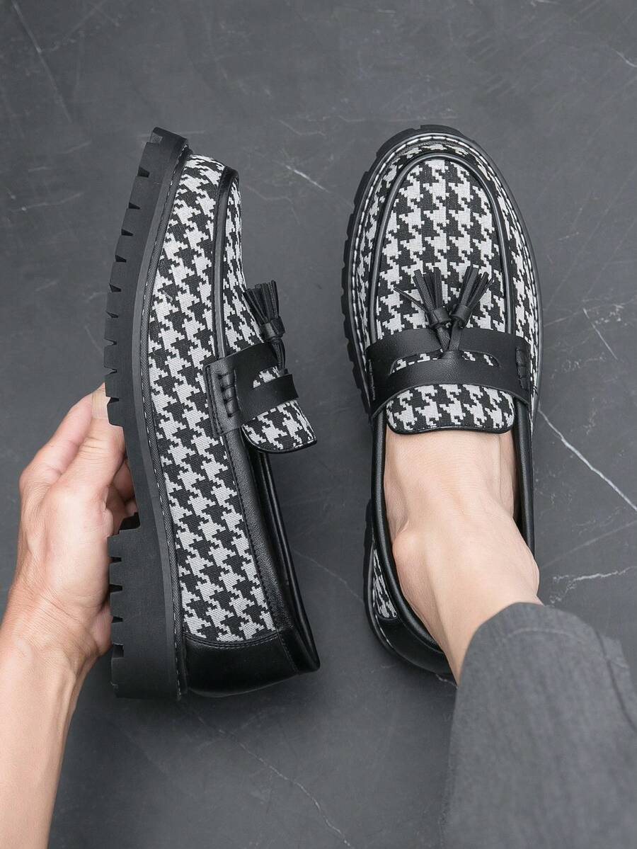 Mocassins Bride Frangée Bout Rond Pour Homme