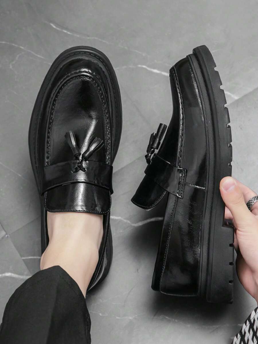 Mocassins Bride Frangée Bout Rond Pour Homme