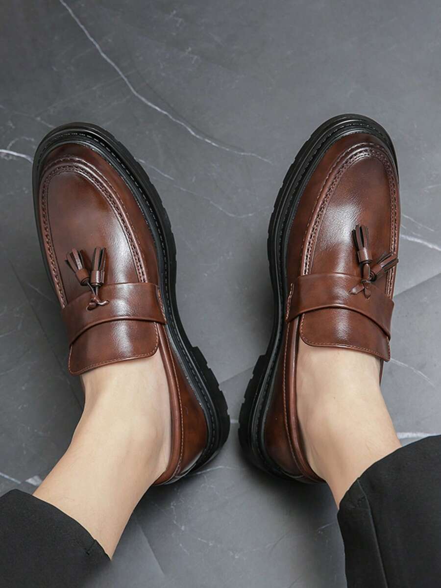 Mocassins Bride Frangée Bout Rond Pour Homme