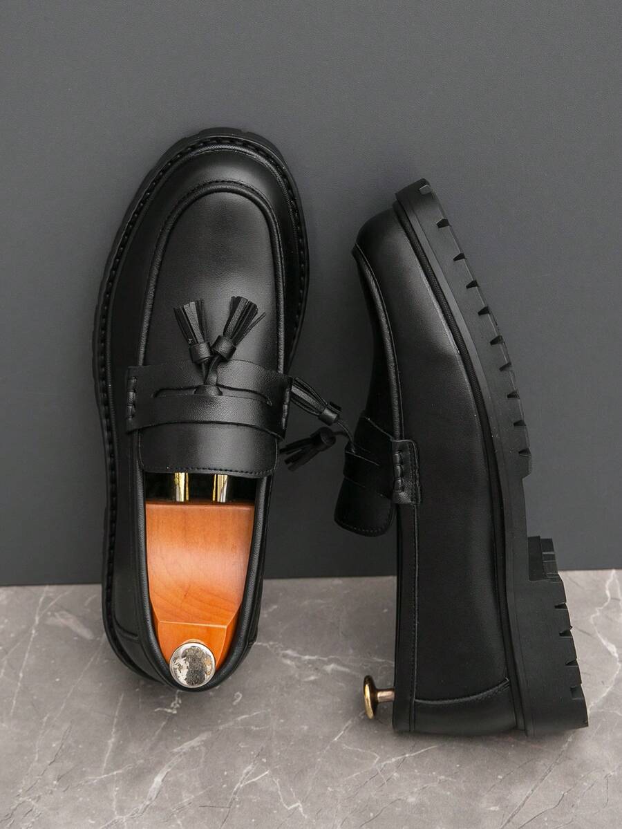 Mocassins Bride Frangée Bout Rond Pour Homme