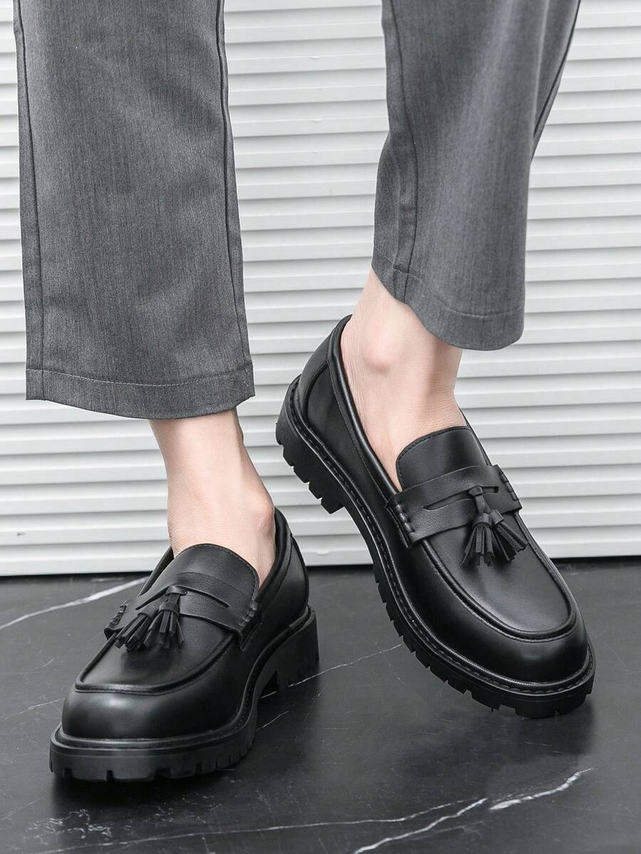 Mocassins Bride Frangée Bout Rond Pour Homme