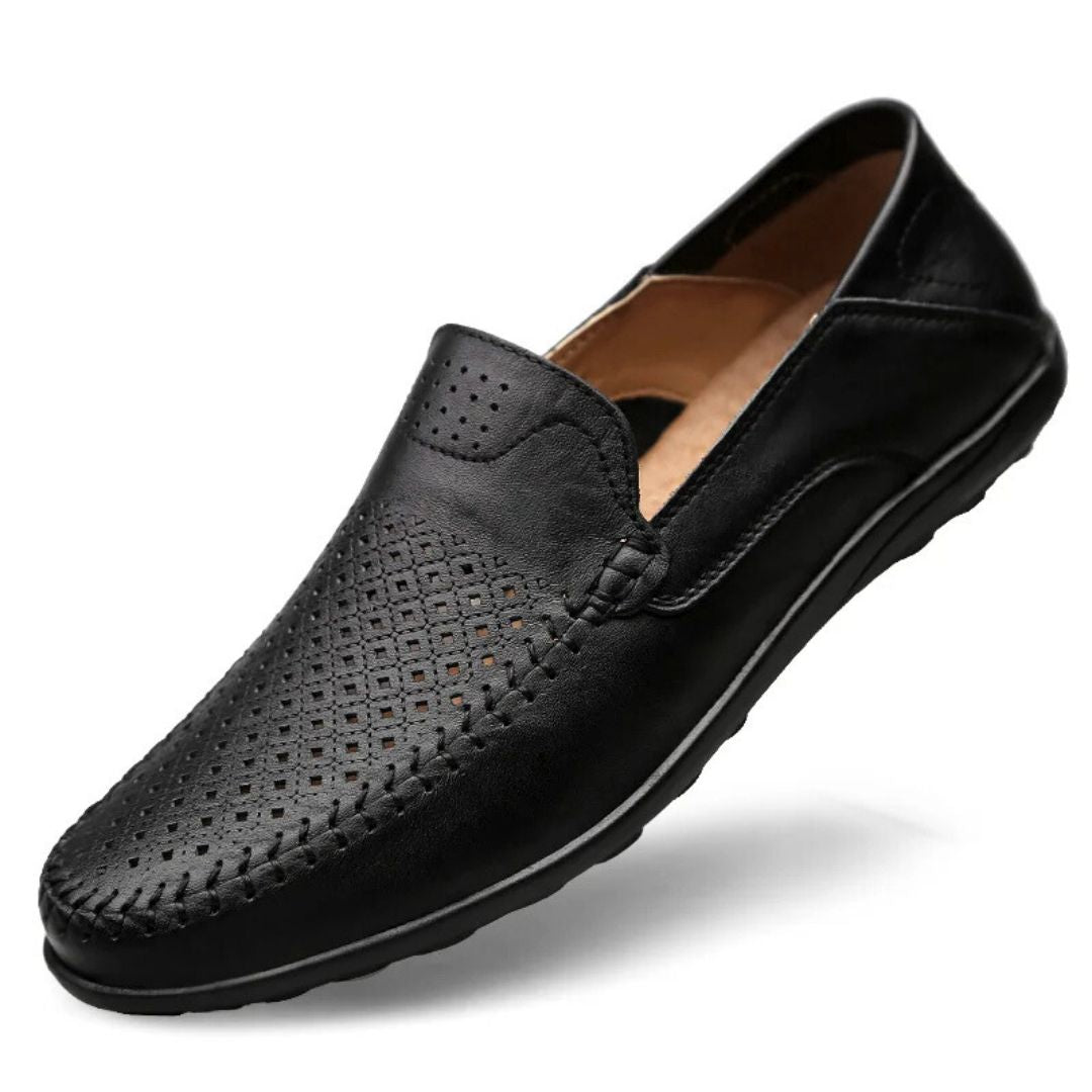 Mocassins À Enfiler Perforations Coutures Apparentes Bout Rond Pour Homme