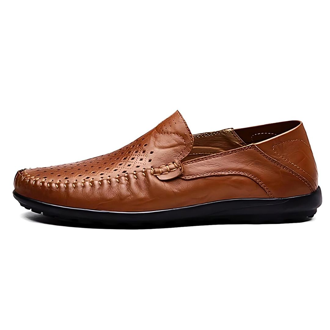 Mocassins À Enfiler Perforations Coutures Apparentes Bout Rond Pour Homme