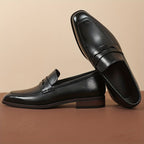 Mocassins Penny Bout Allongé À Lacets Semelle Basse Pour Homme