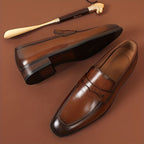 Mocassins Penny Bout Allongé À Lacets Semelle Basse Pour Homme