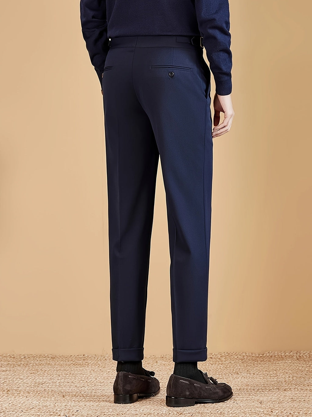 Pantalon Plis Marqués Poches Coupe Ajustée Pour Homme