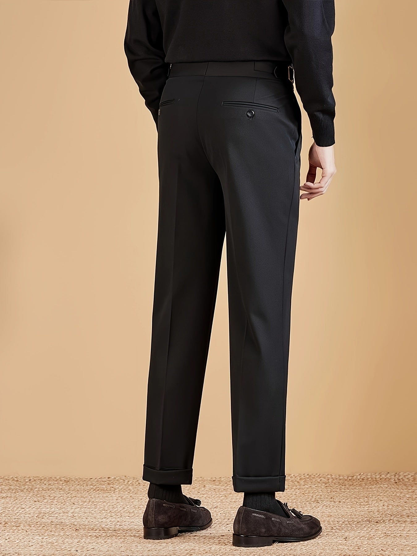 Pantalon Plis Marqués Poches Coupe Ajustée Pour Homme