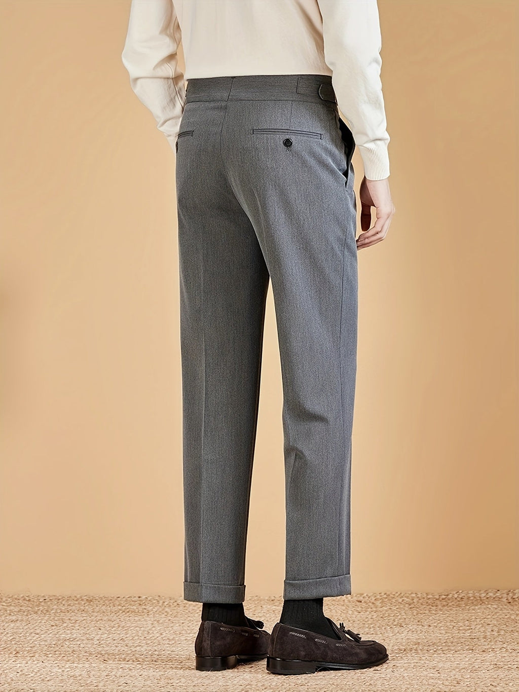 Pantalon Plis Marqués Poches Coupe Ajustée Pour Homme