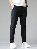 Pantalon Taille Élastiquée Boutonné Poches Pour Homme