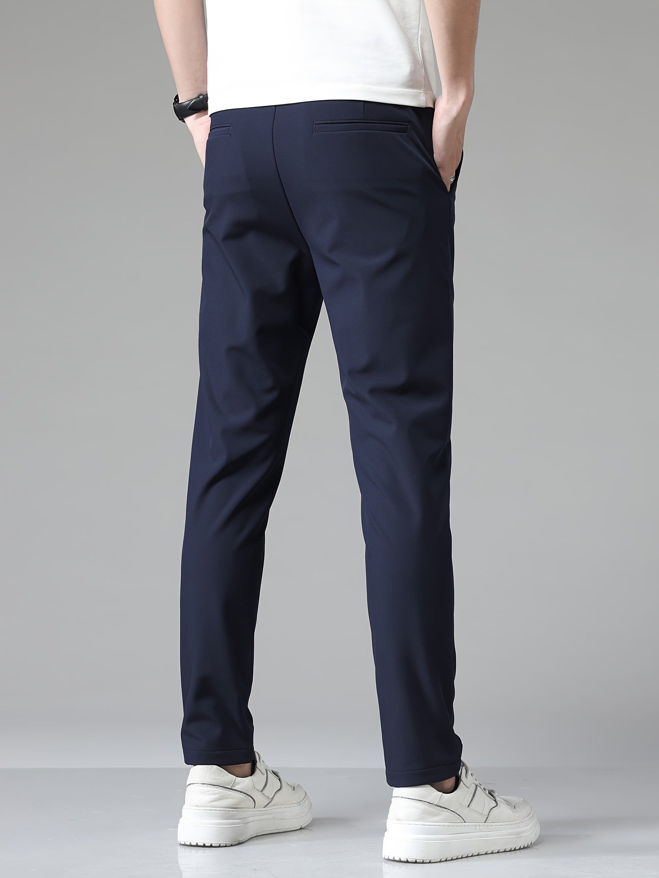 Pantalon Taille Élastiquée Boutonné Poches Pour Homme