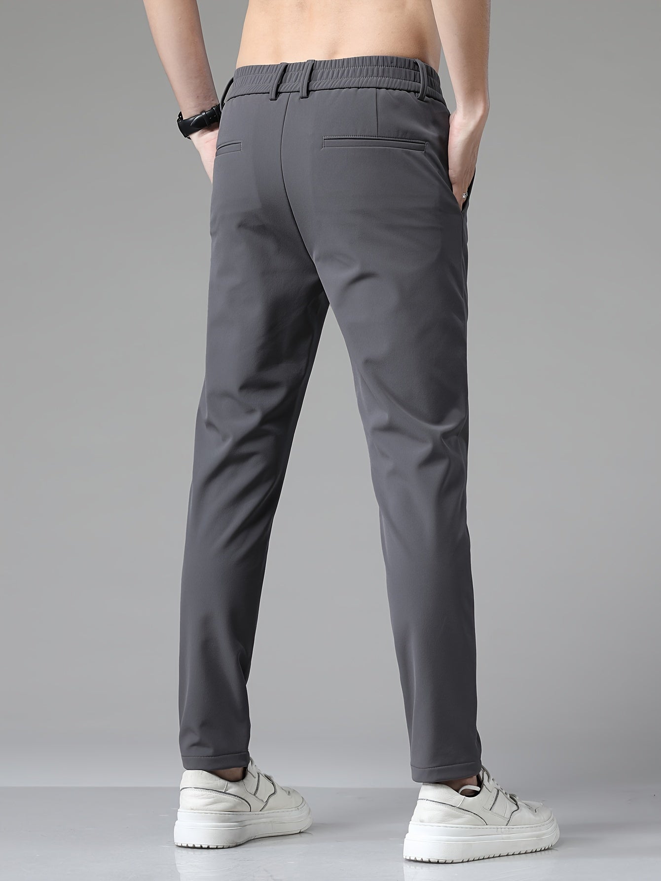 Pantalon Taille Élastiquée Boutonné Poches Pour Homme