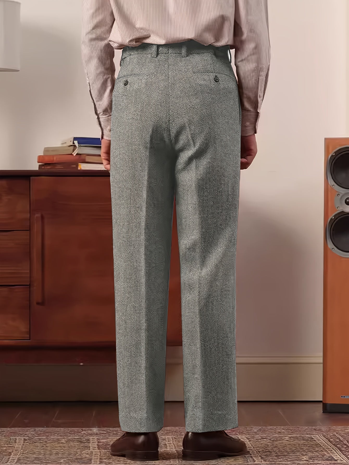 Pantalon Plis Marqués Poches Coupe Droite Pour Homme