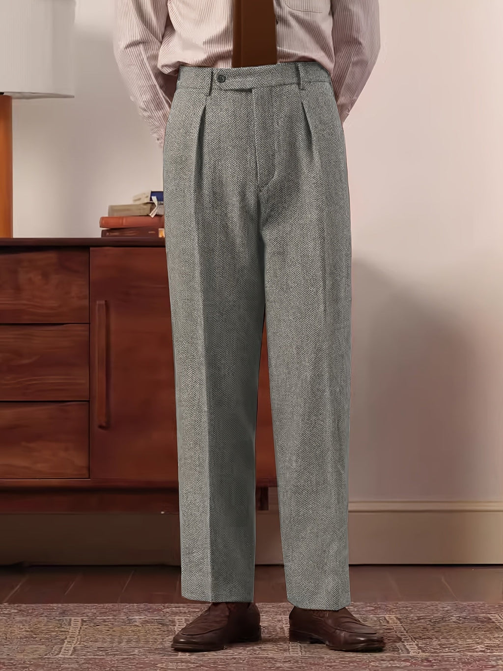 Homme Pantalon Plis Droit