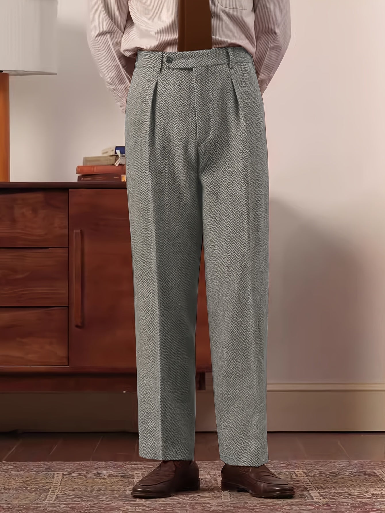 Homme Pantalon Plis Droit