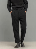 Pantalon Plis Marqués Finition Habillée Matière Texturée Poches Pour Homme