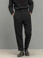 Pantalon Plis Marqués Finition Habillée Matière Texturée Poches Pour Homme