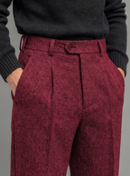 Pantalon Plis Marqués Finition Habillée Matière Texturée Poches Pour Homme