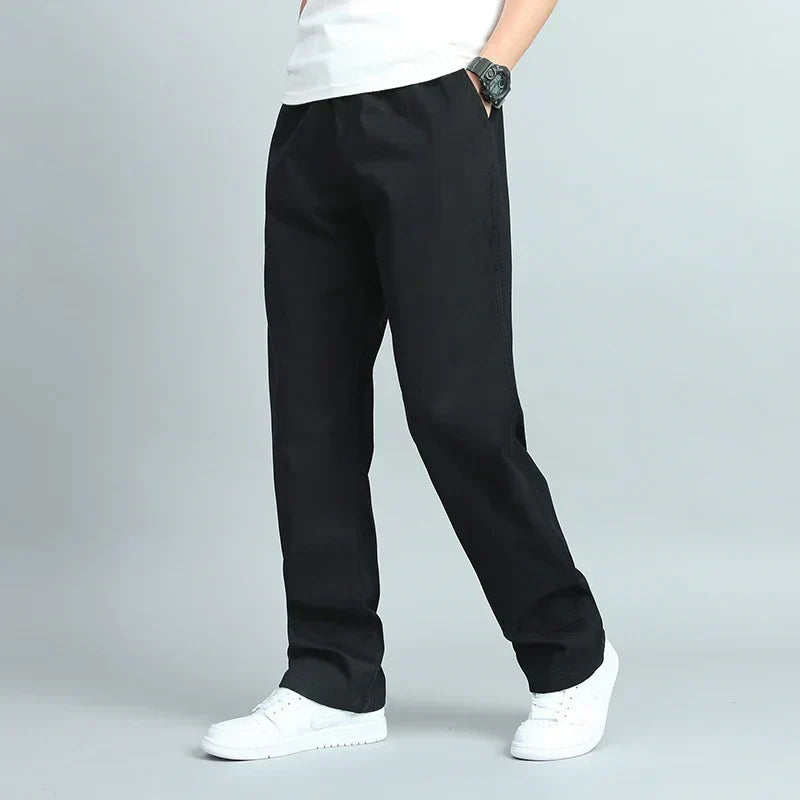 Homme Pantalon Droit Élastiqué
