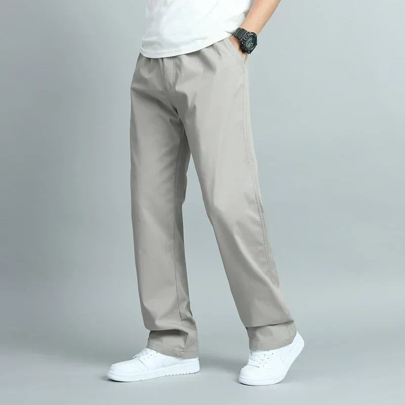 Homme Pantalon Droit Élastiqué