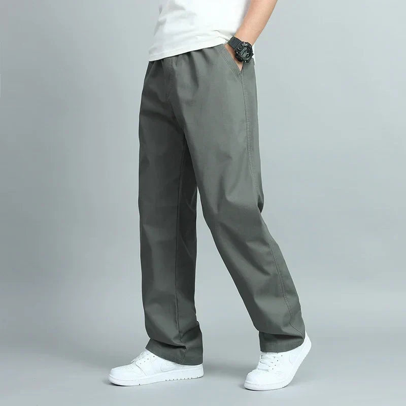 Homme Pantalon Droit Élastiqué