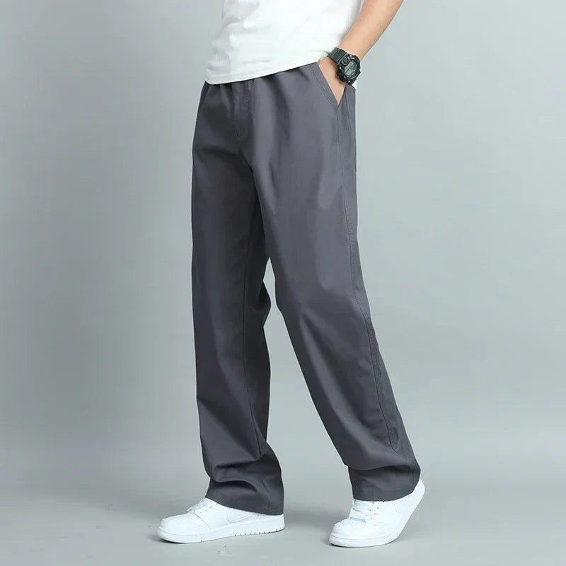 Homme Pantalon Droit Élastiqué