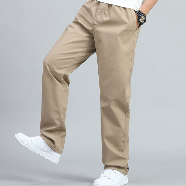 Pantalon Coupe Droite Taille Élastiquée Poches Pour Homme