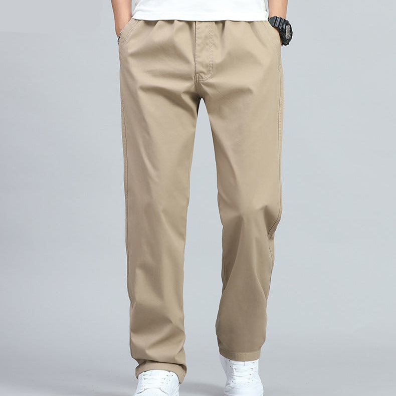 Pantalon Coupe Droite Taille Élastiquée Poches Pour Homme