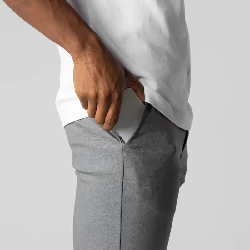 Pantalon Coupe Ajustée Zippé Boutonné Pour Homme