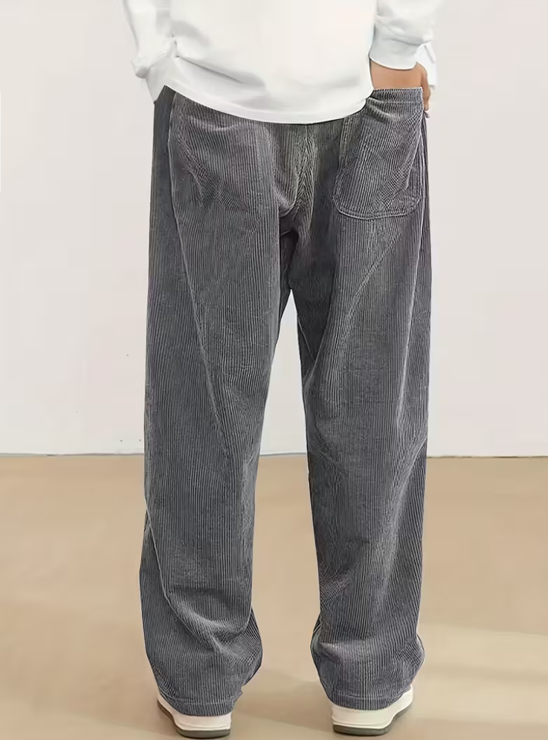 Pantalon Taille à Cordon Coupe Large Maille Côtelée Matière Texturée Pour Homme